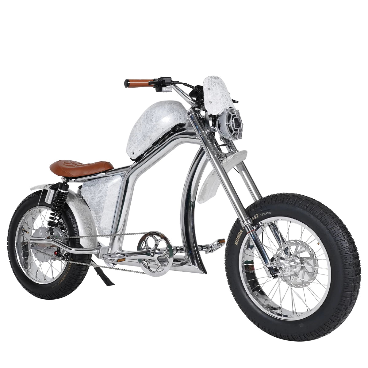 Mangosteen FT-02 Master Global Chopper E-Bike: Luxury Electro-Plated Silver | Founder-Signed & Limited Edition
