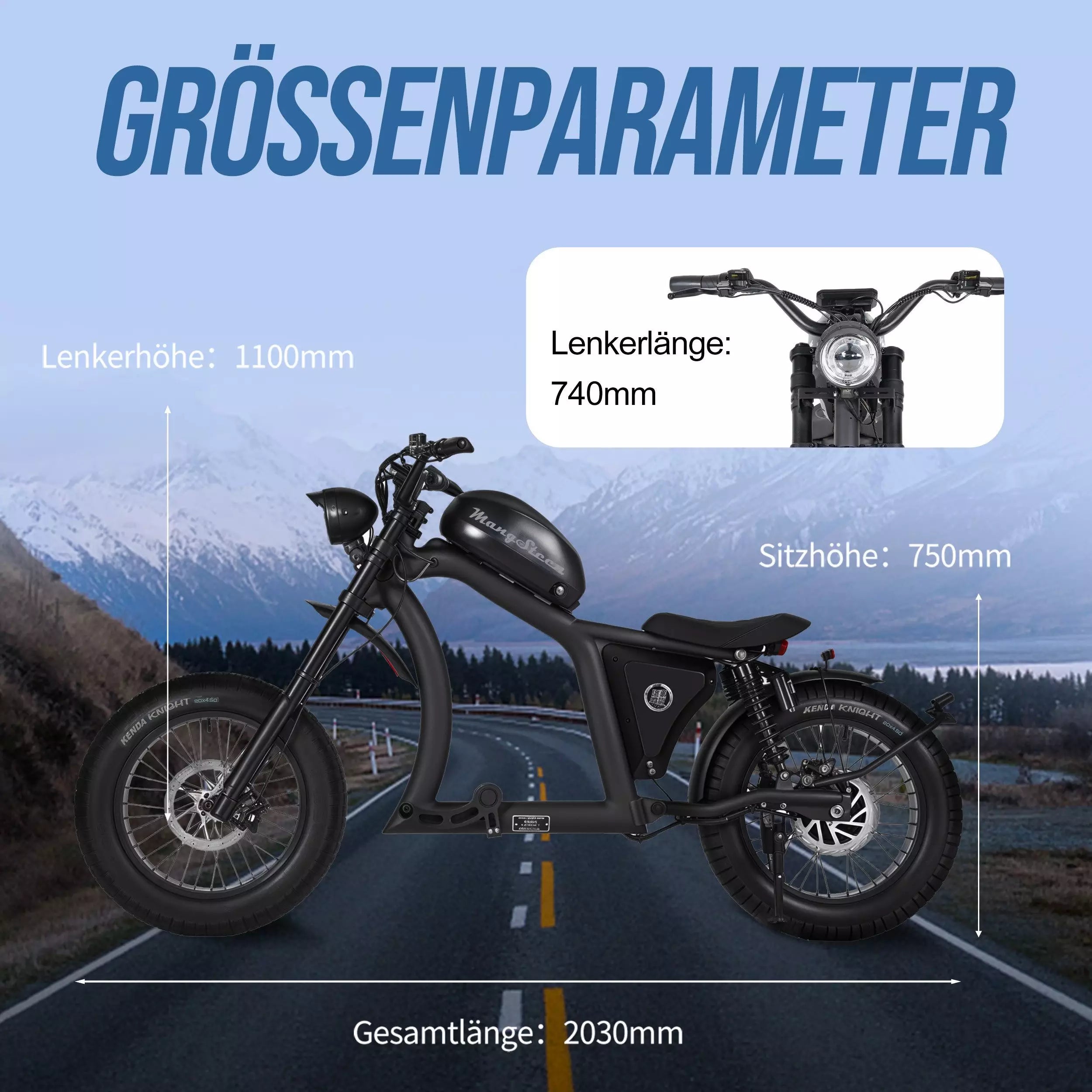 Mangosteen FT02 EEC Chopper Bike 25-45kmh