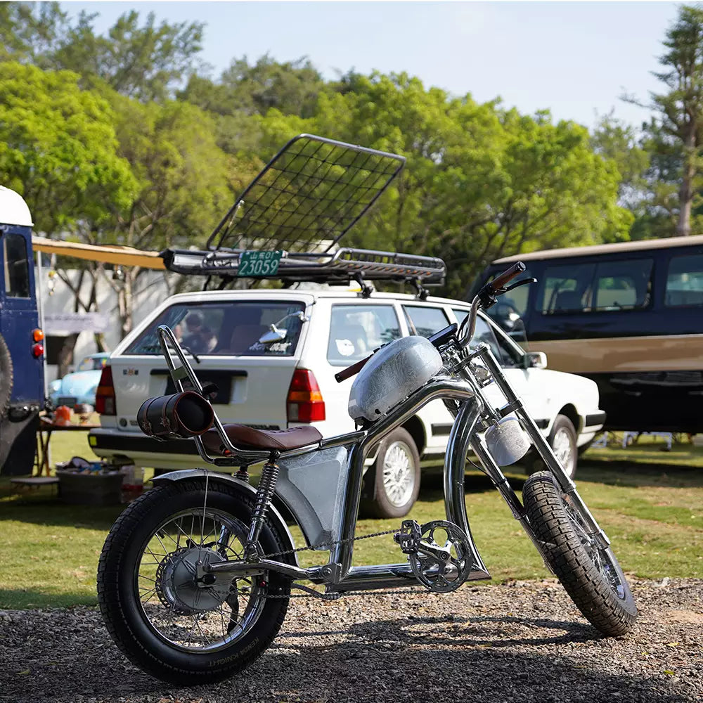 Mangosteen FT-02 Master Global Chopper E-Bike: Luxury Electro-Plated Silver | Founder-Signed & Limited Edition