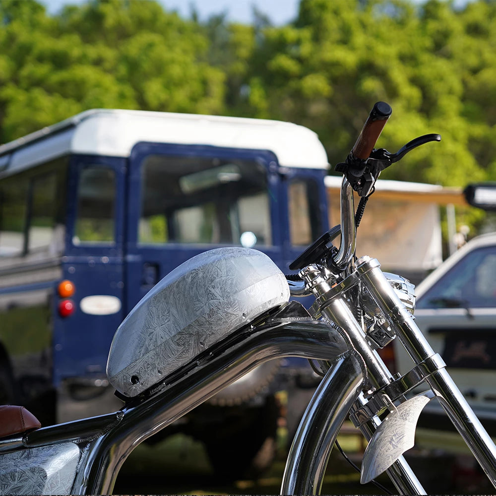 Mangosteen FT-02 Master Global Chopper E-Bike: Luxury Electro-Plated Silver | Founder-Signed & Limited Edition