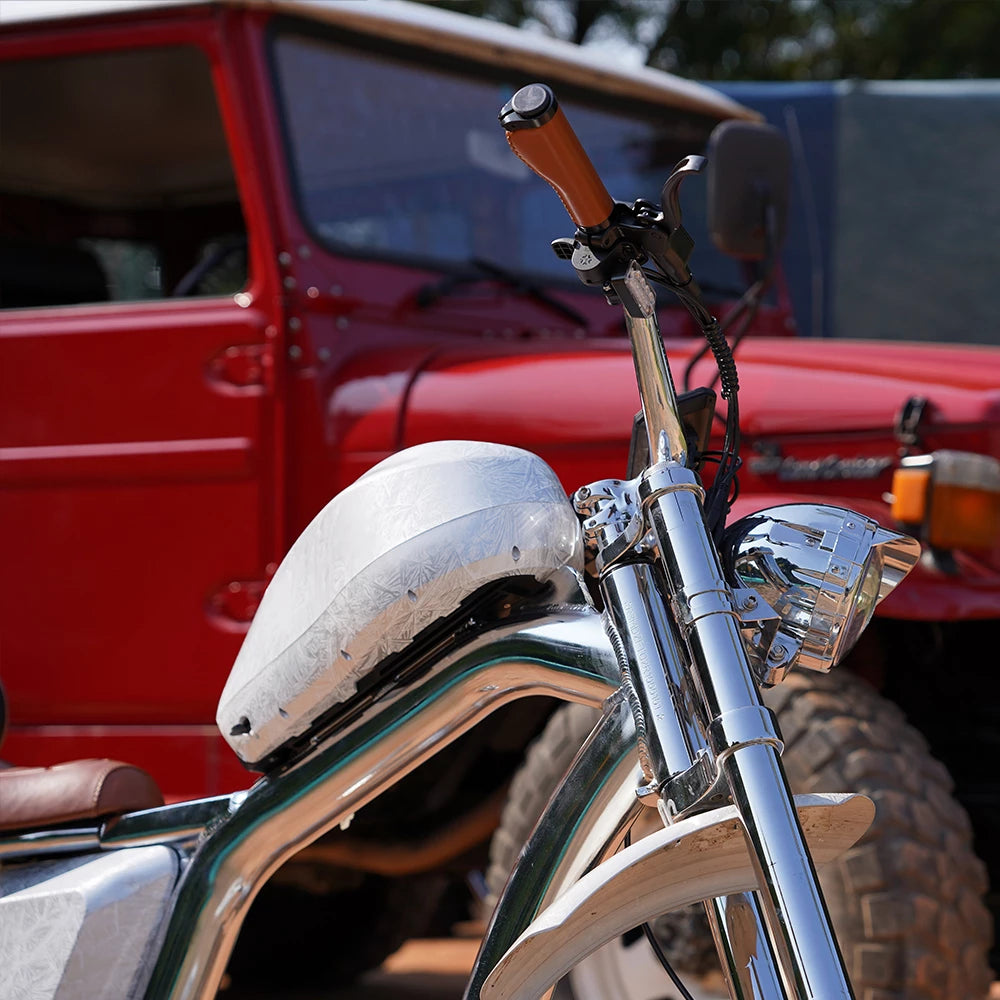 Mangosteen FT-02 Master Global Chopper E-Bike: Luxury Electro-Plated Silver | Founder-Signed & Limited Edition