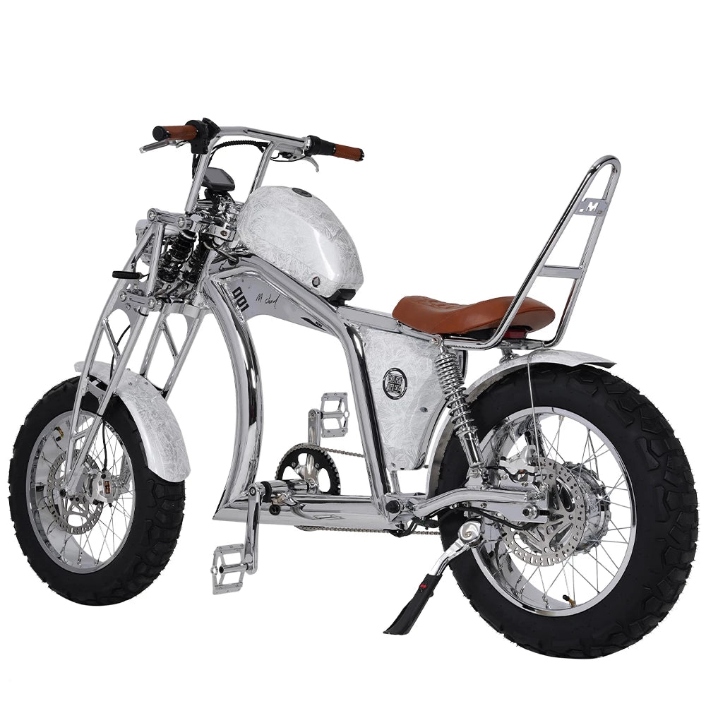 Mangosteen FT-02 Master Global Chopper E-Bike: Luxury Electro-Plated Silver | Founder-Signed & Limited Edition