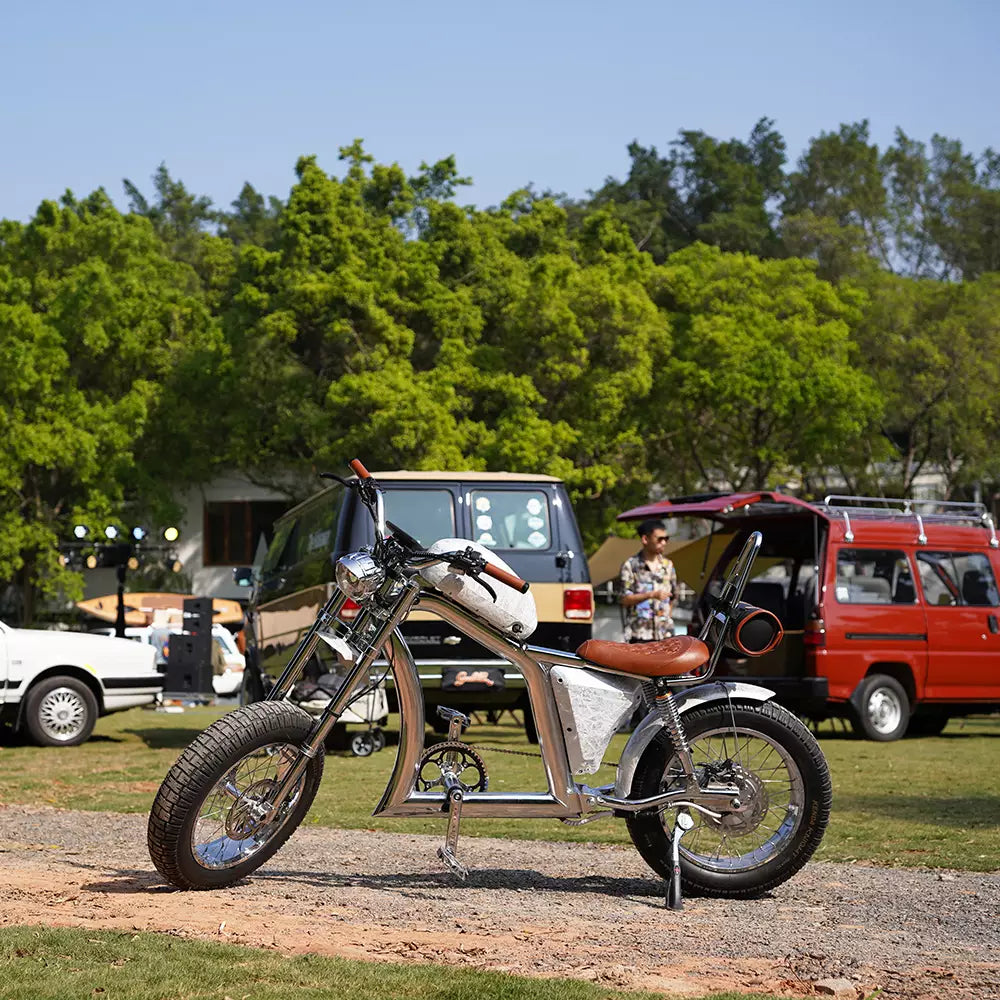 Mangosteen FT-02 Master Global Chopper E-Bike: Luxury Electro-Plated Silver | Founder-Signed & Limited Edition