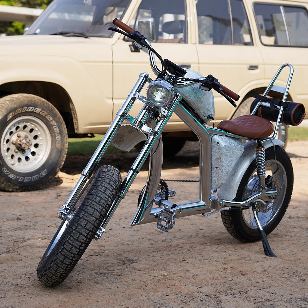 Mangosteen FT-02 Master Global Chopper E-Bike: Luxury Electro-Plated Silver | Founder-Signed & Limited Edition