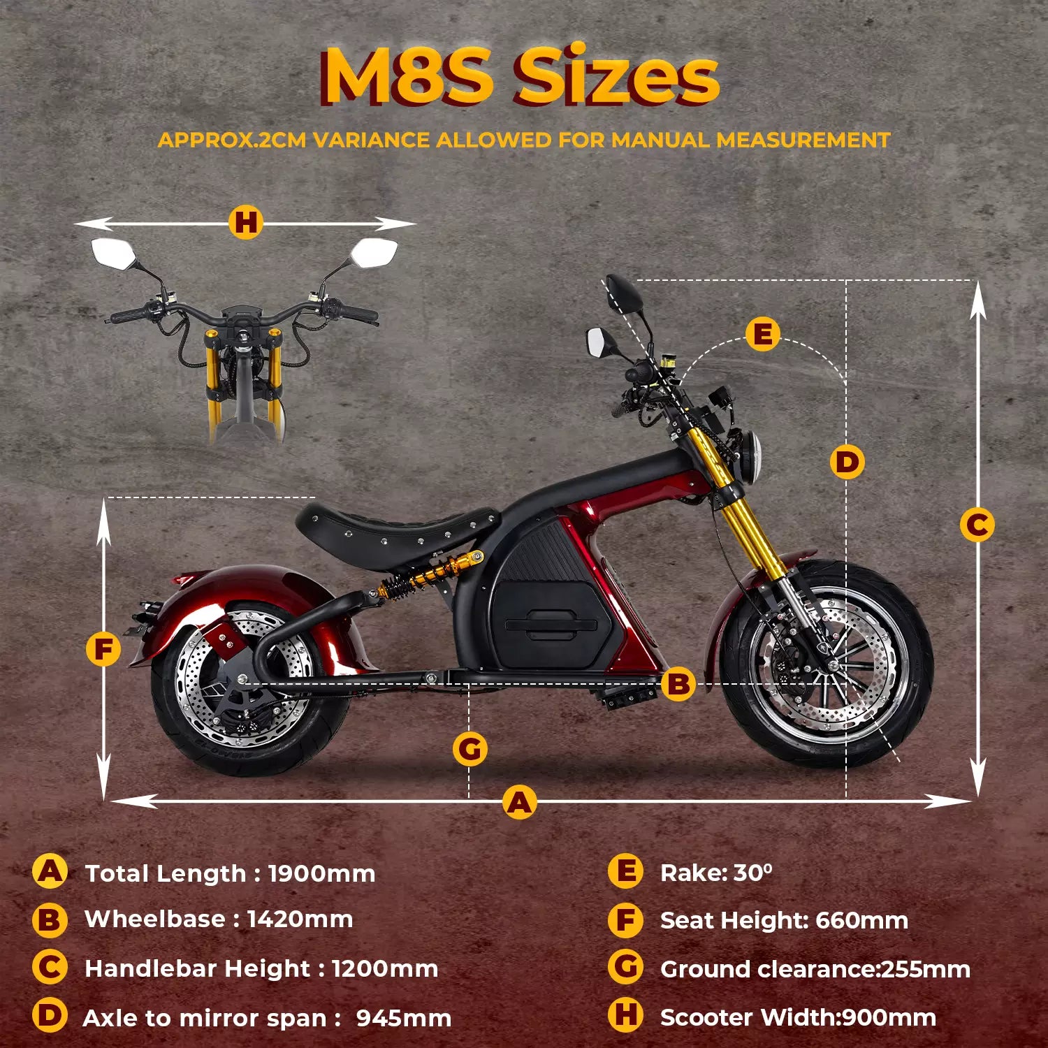 Mangosteen Electric Motorcycle Citycoco Scooter M8S