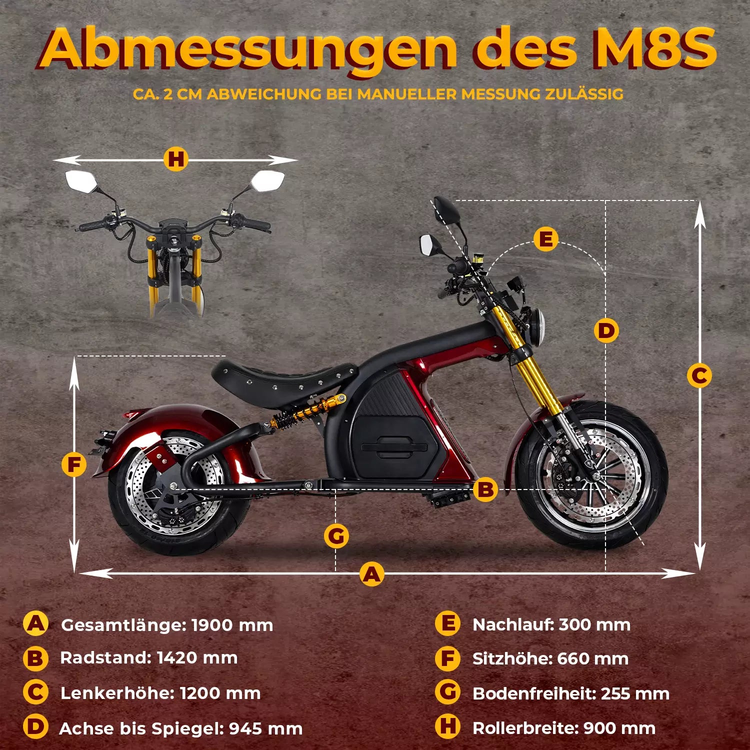 Mangosteen Electric Motorcycle Citycoco Scooter M8S