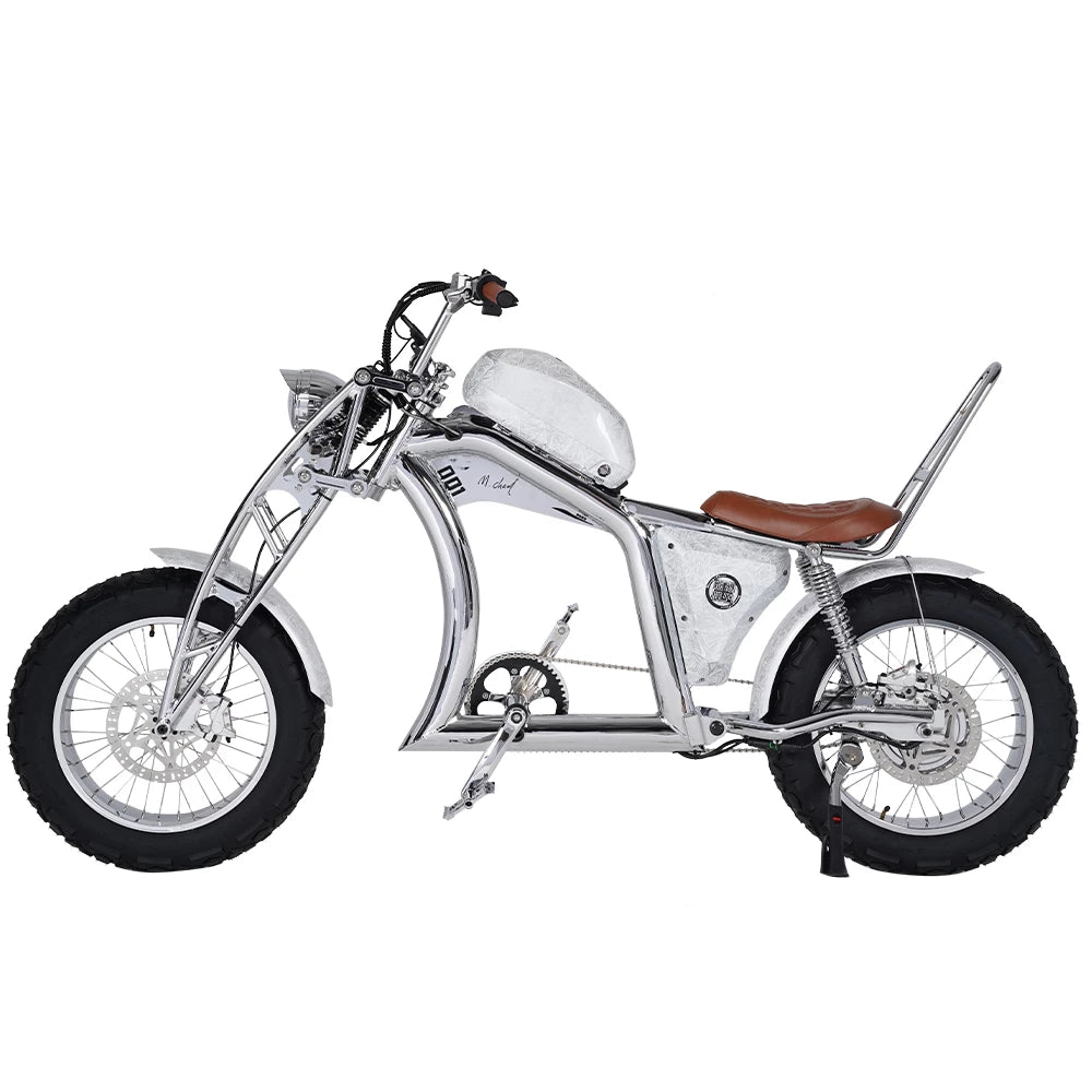 Mangosteen FT-02 Master Global Chopper E-Bike: Luxury Electro-Plated Silver | Founder-Signed & Limited Edition