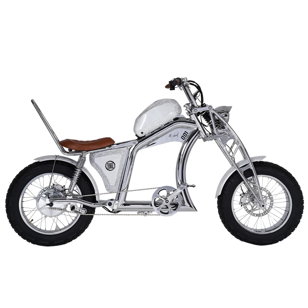 Mangosteen FT-02 Master Global Chopper E-Bike: Luxury Electro-Plated Silver | Founder-Signed & Limited Edition